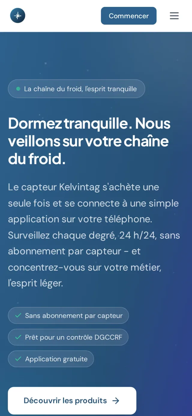 Die KelvinTrack App in Safari auf dem iPhone geöffnet